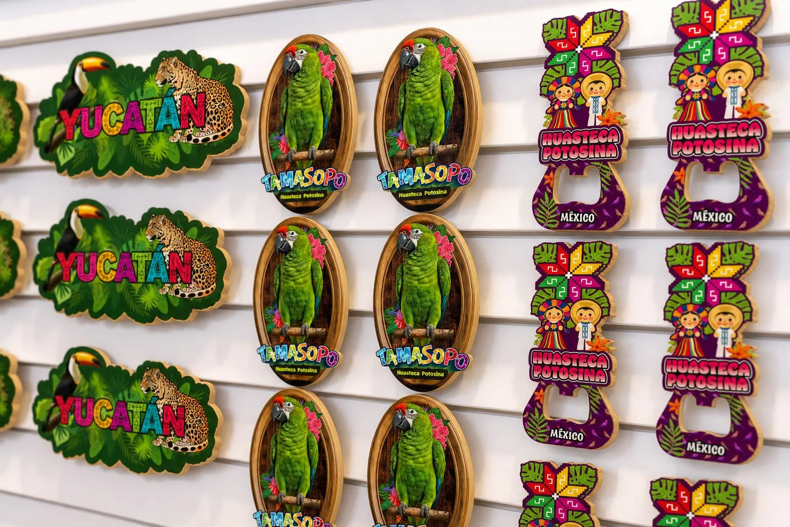 Exhibidor de una tienda con imanes y destapadores AXKAN